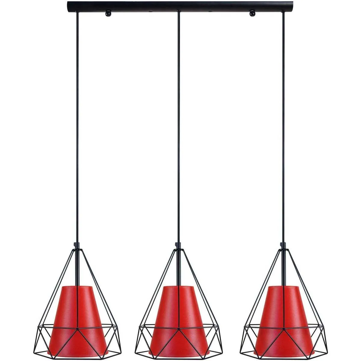 Lámpara de Techo redondo metal negro y rojo