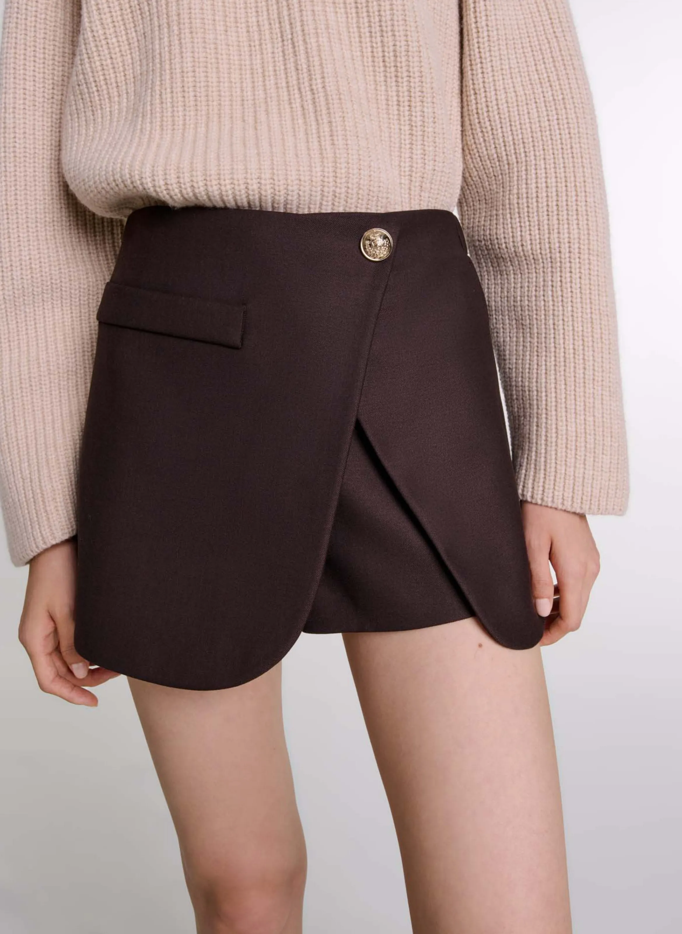 MAJE Minifalda corta en marron