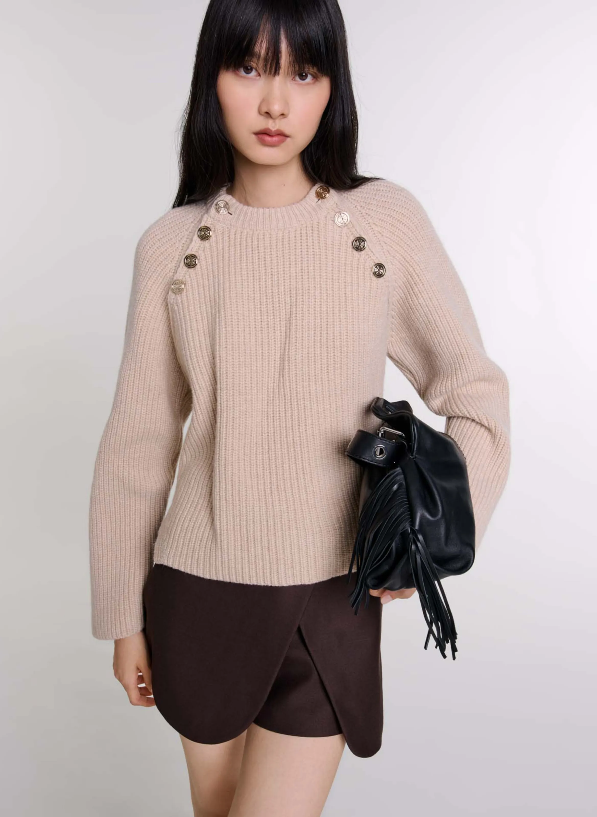MAJE Minifalda corta en marron