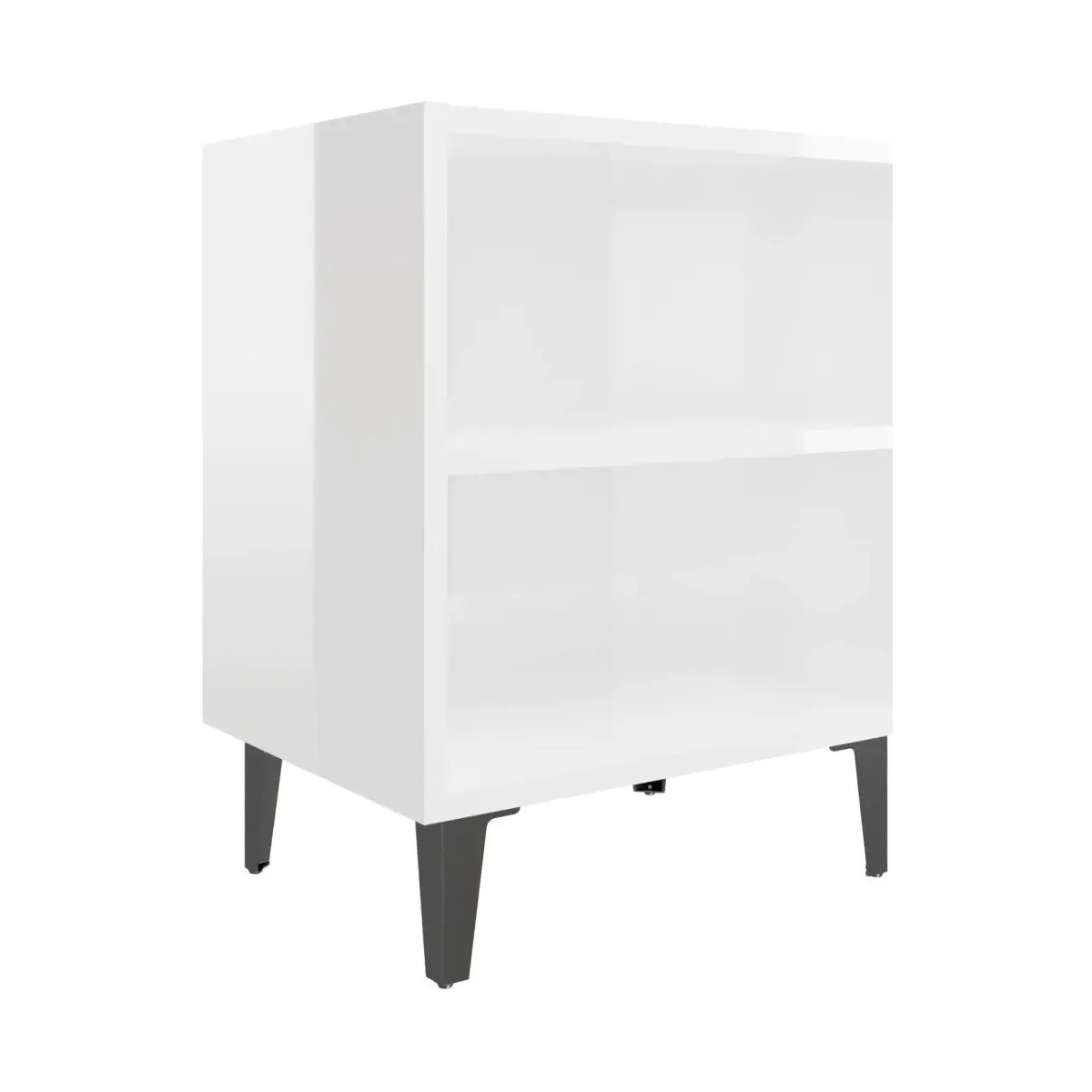 Mesita de noche con patas de metal blanco brillo 40x30x50 cm