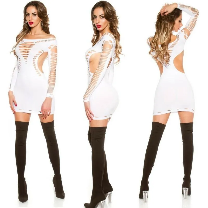 Mini vestido blanco con recortes 