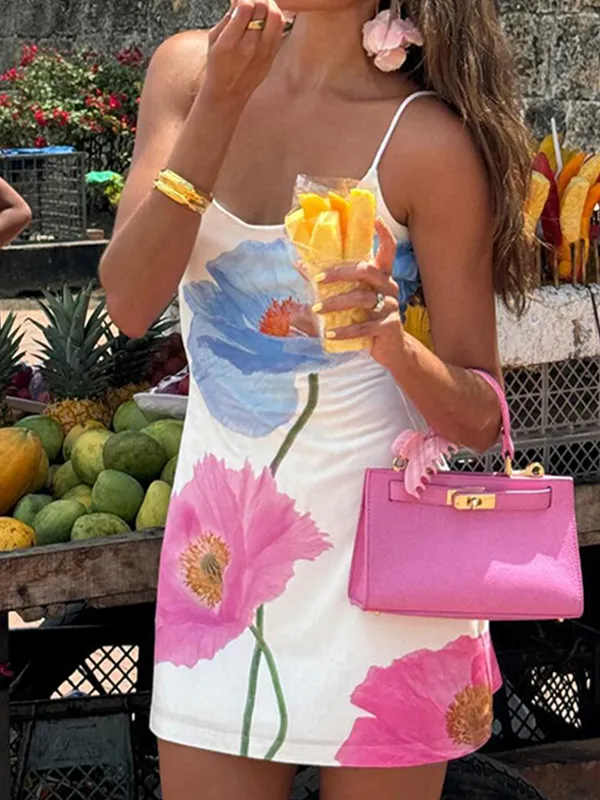 Mini vestidos con cintura estampada grande y sensación perezosa de vacaciones estilo chica caliente