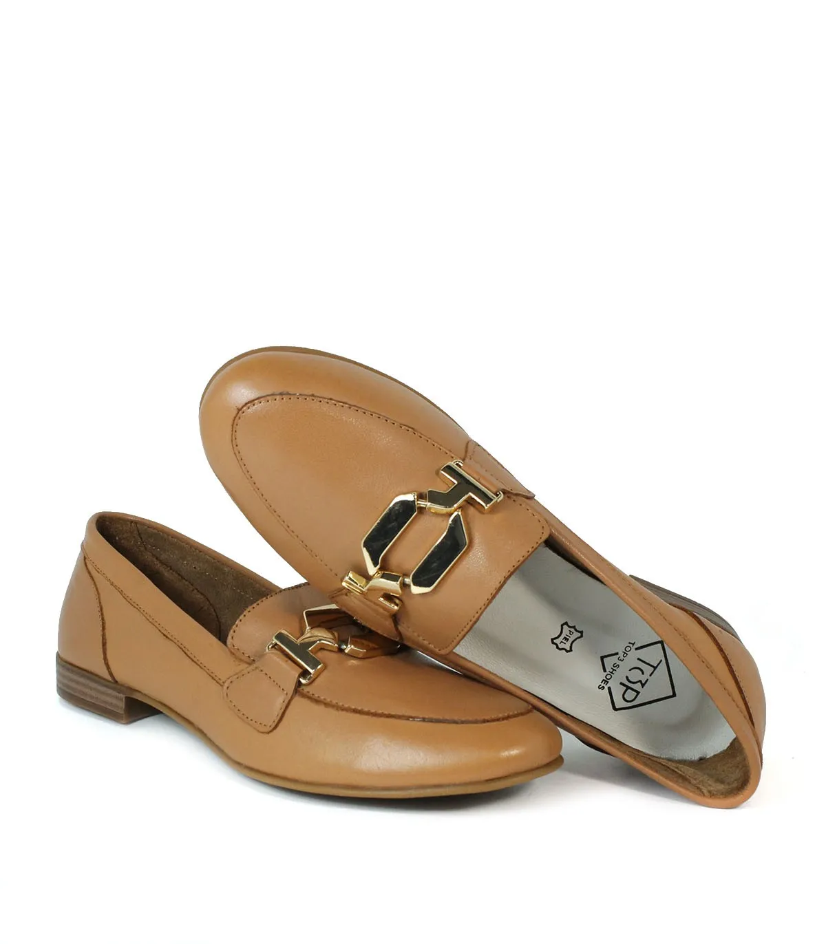 MOCASINES DE PIEL PARA MUJER APLAUSO 24353 CUERO