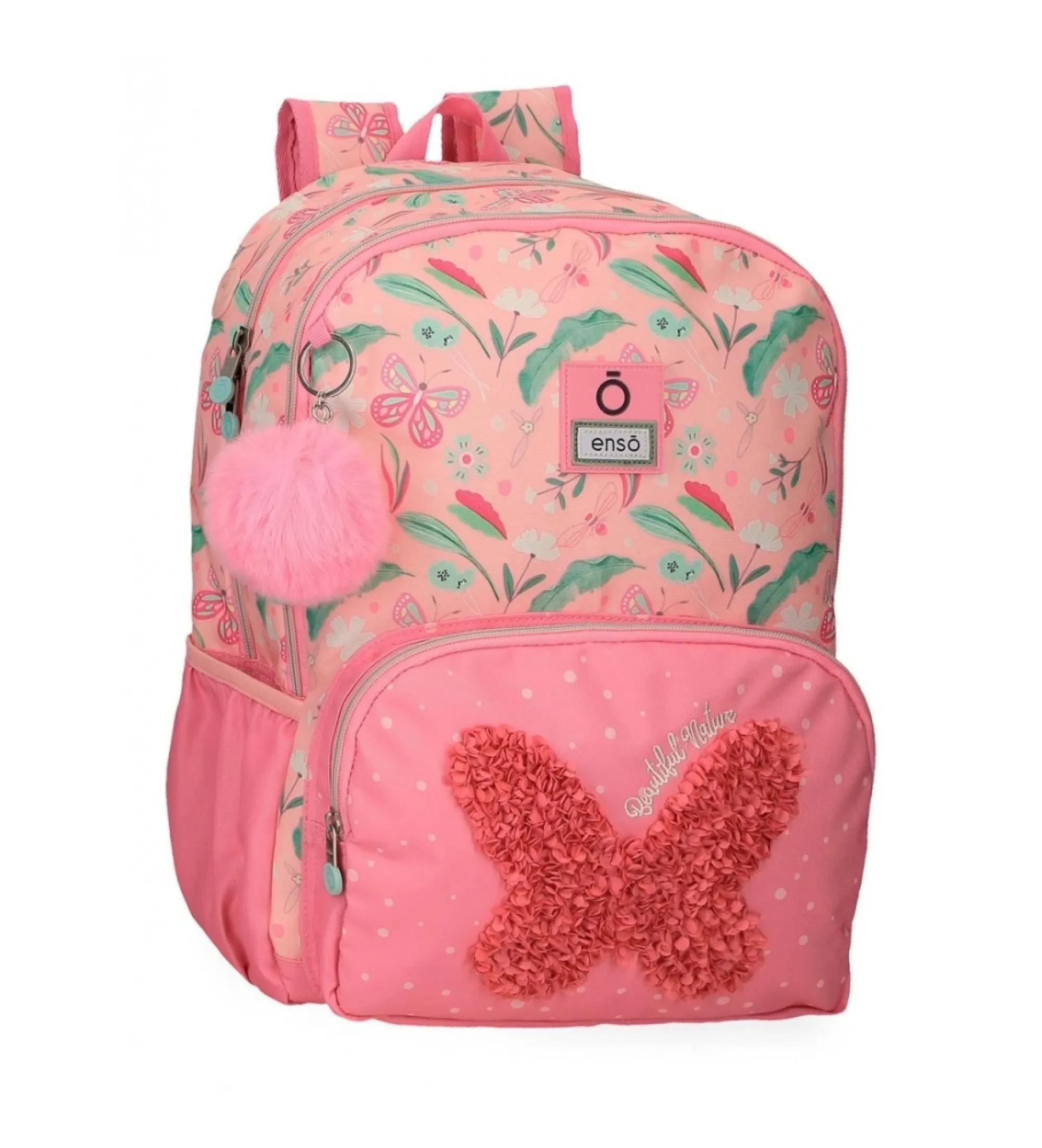 Mochila Enso Beautiful nature doble compartimento adaptable a carro rosa