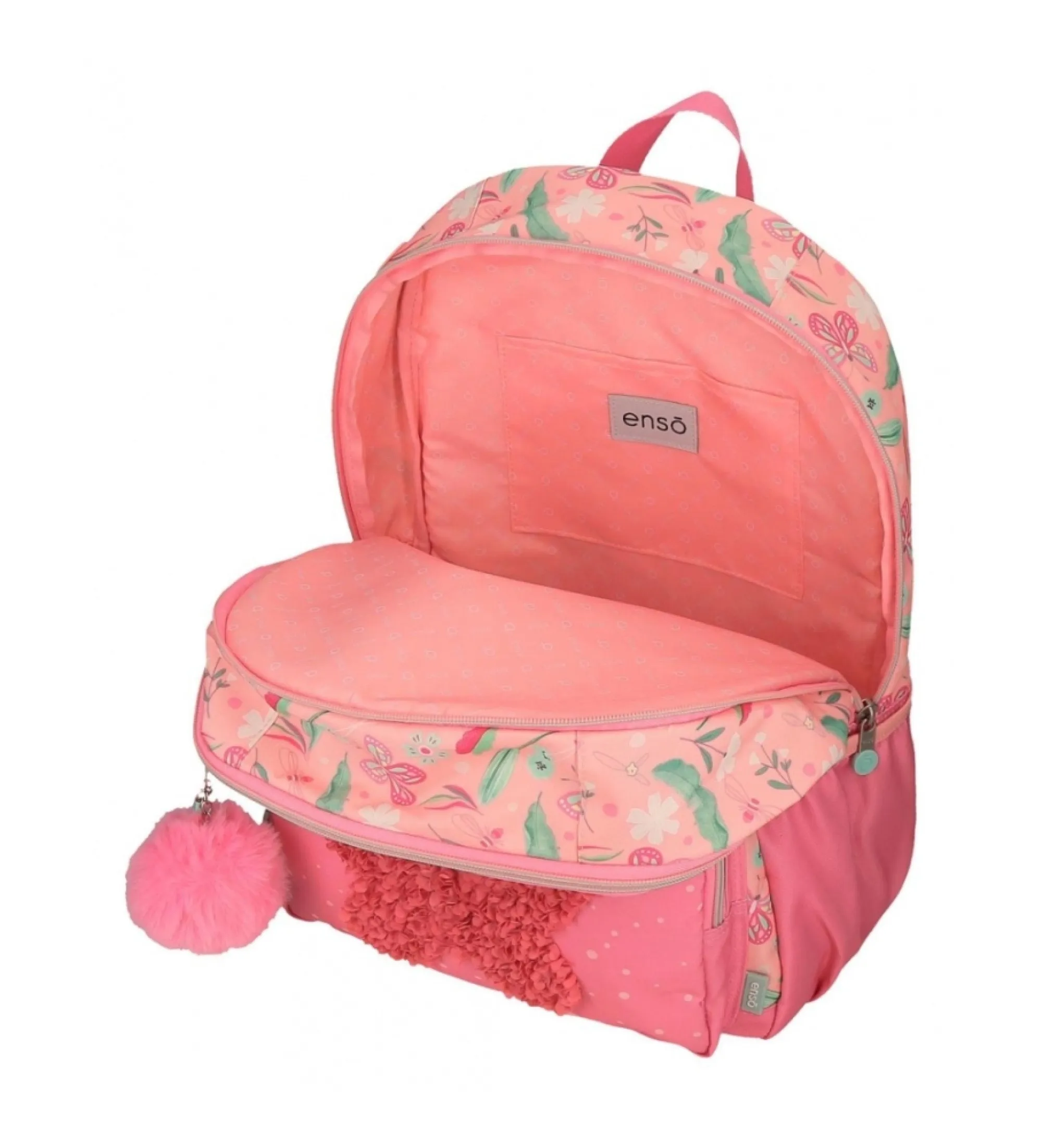 Mochila Enso Beautiful nature doble compartimento adaptable a carro rosa