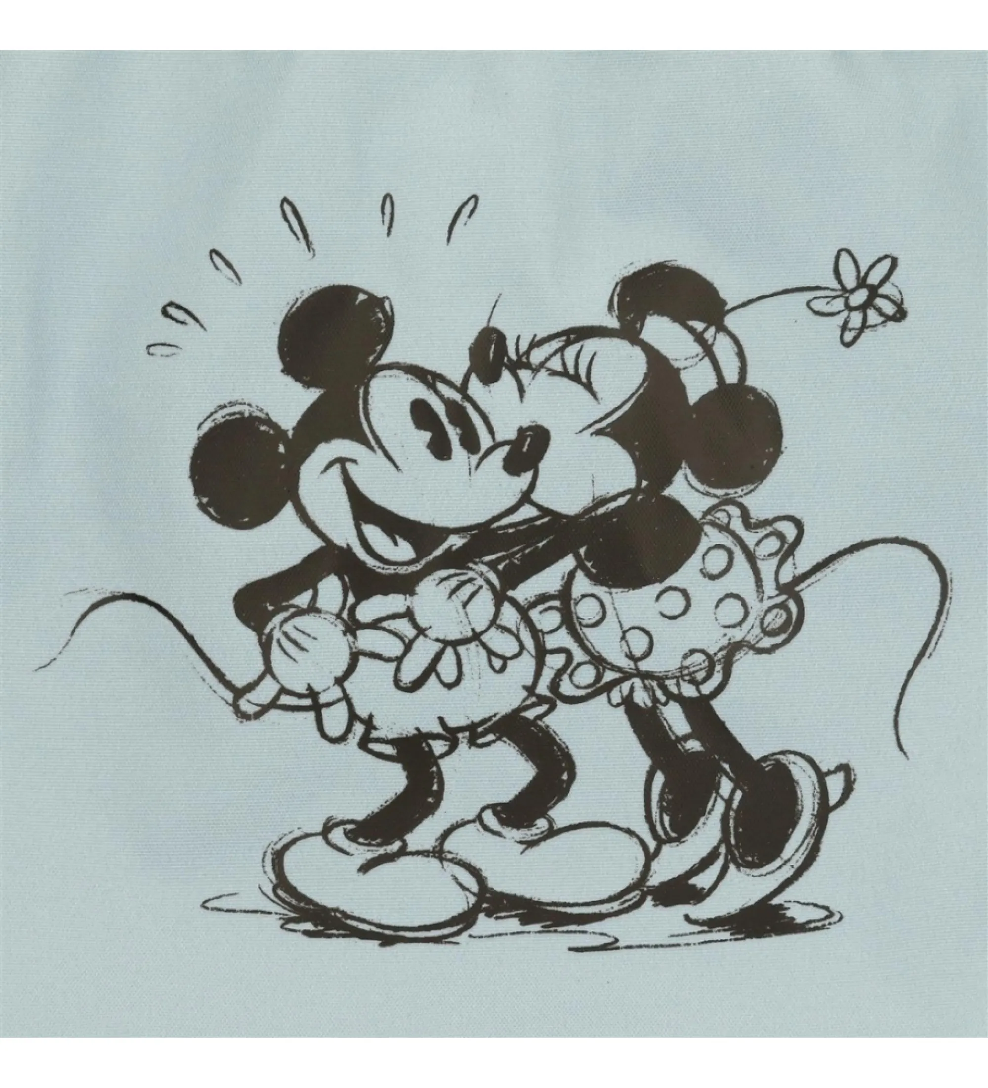 Mochila escolar Mickey y Minnie kisses doble compartimento adaptable a carro azul