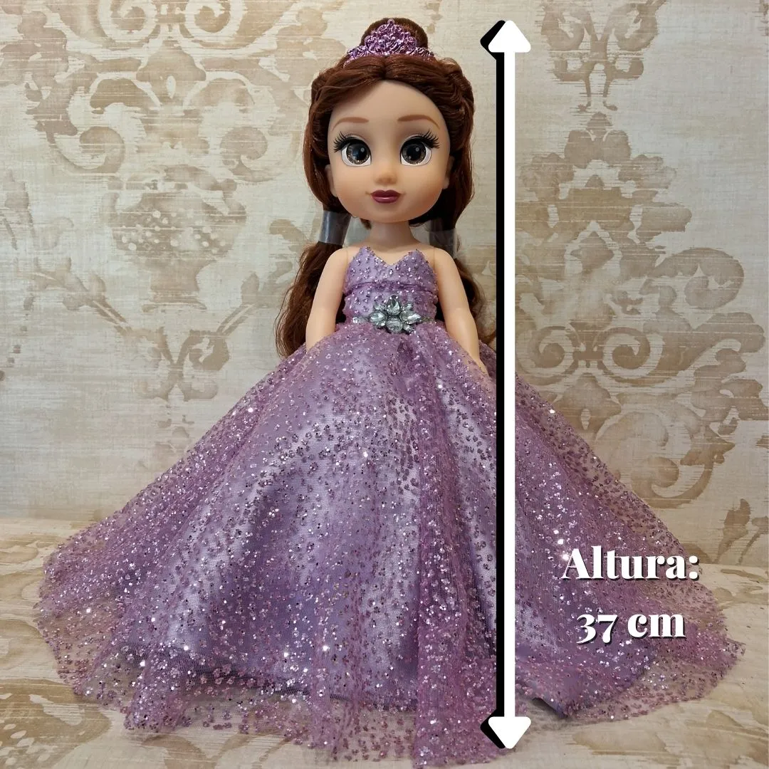 Muñeca de 15 Años Lila Straples con Brillos y Pedreria