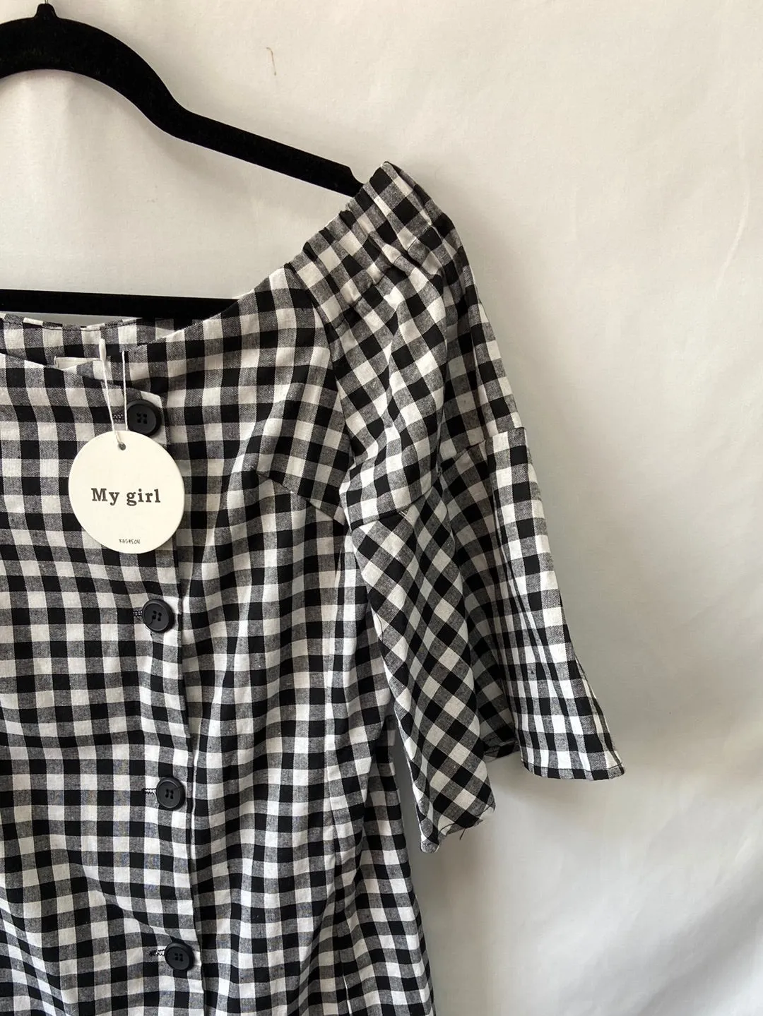 MYGIRLS.Vestido cuadros botones T.m