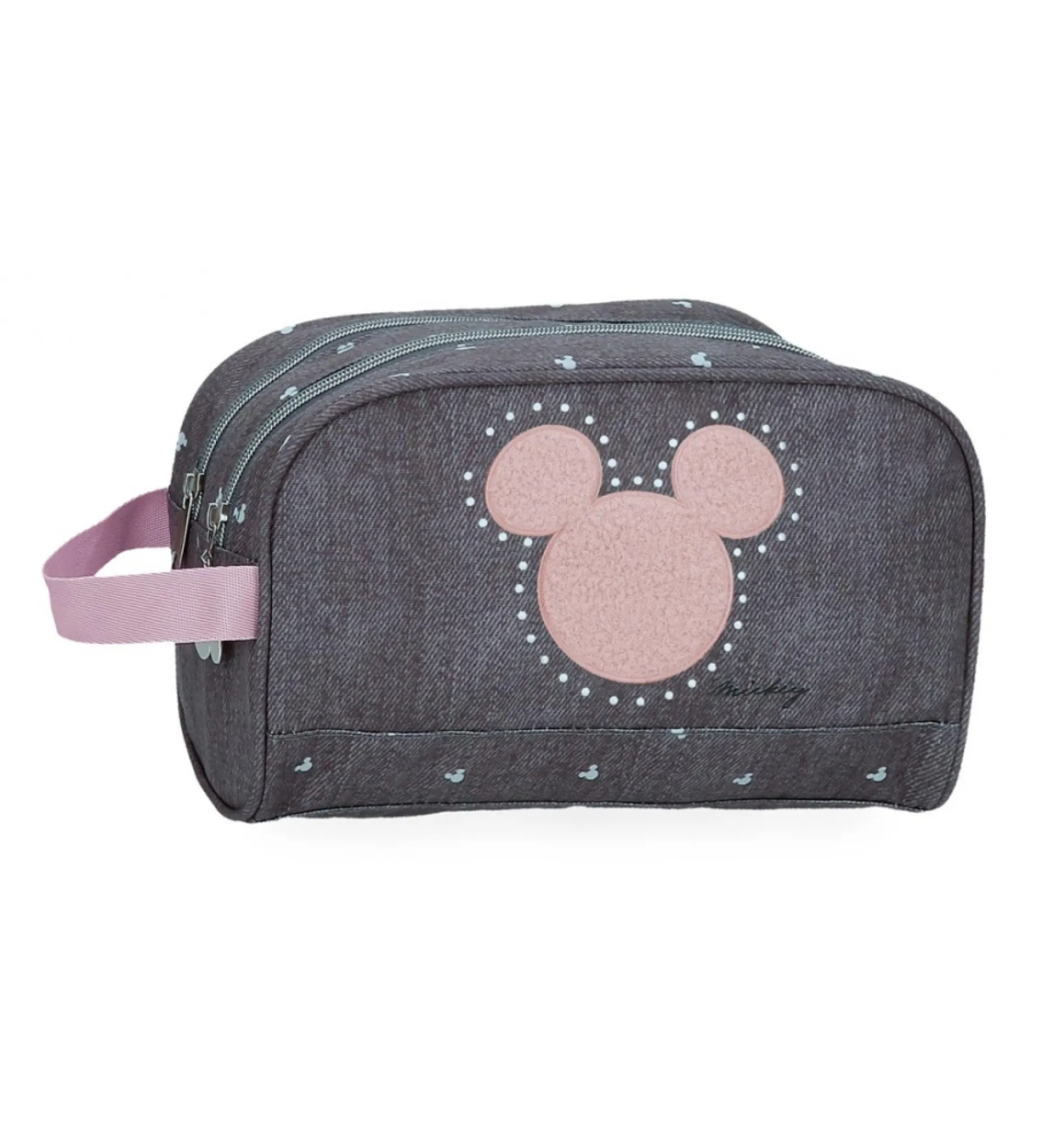 Neceser Mickey studs doble compartimento antracita