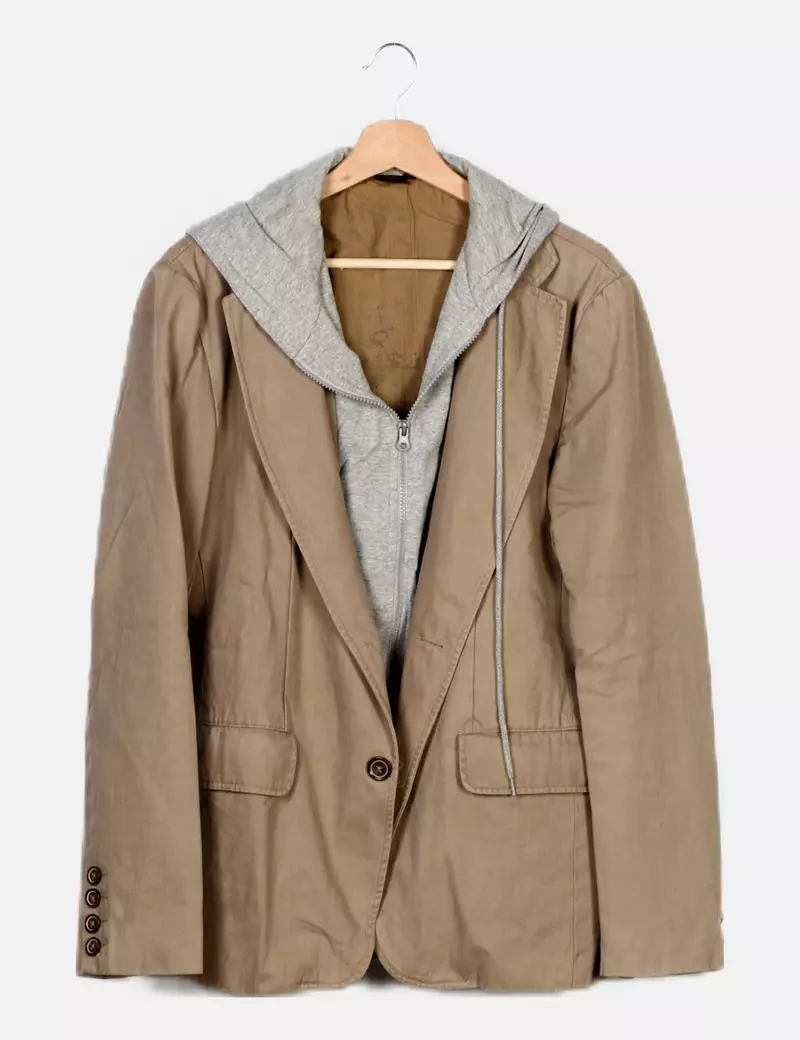 NoName Blazer beige combinado con capucha