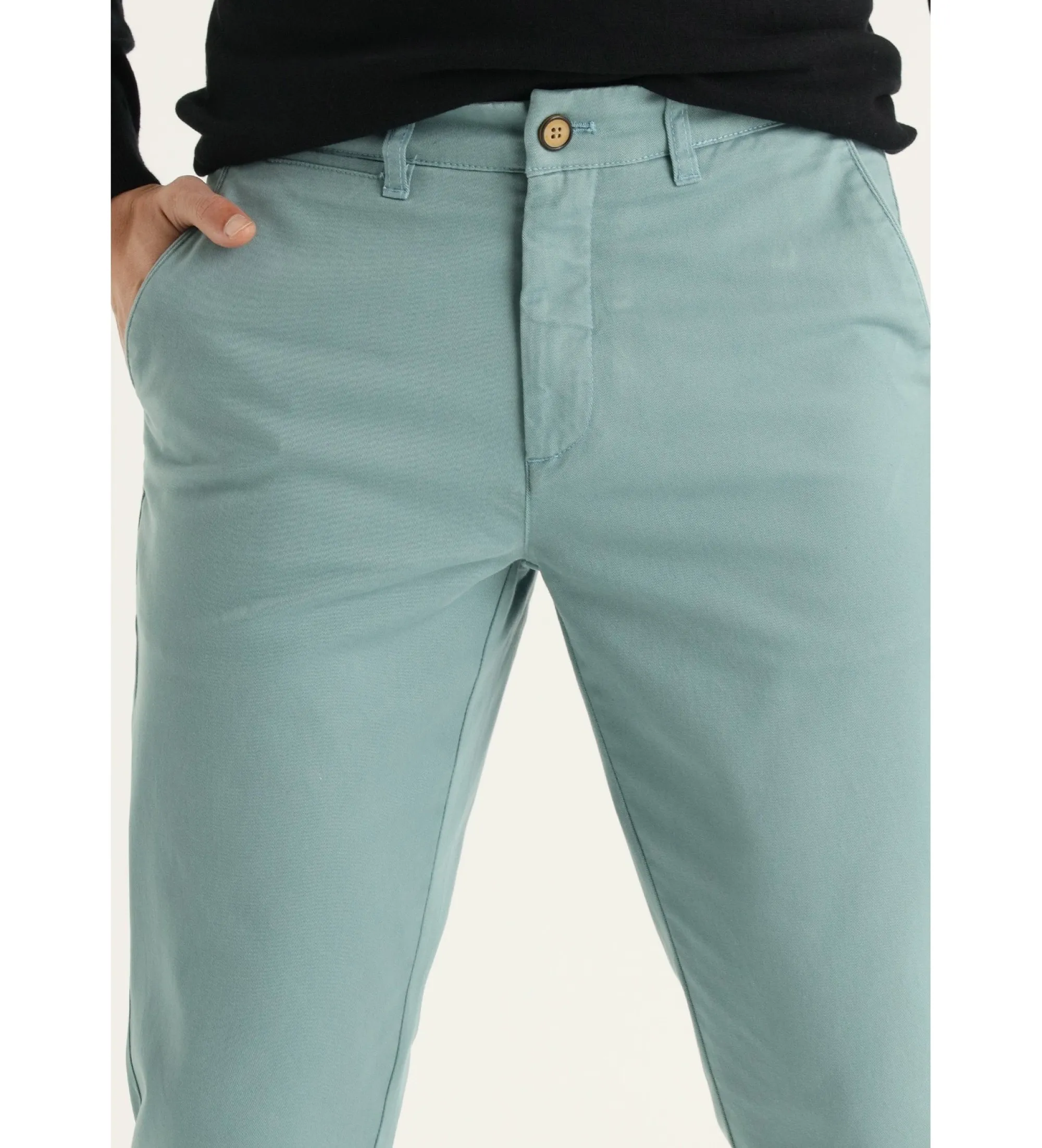 PANTALONES CHINO REGULAR  TIRO MEDIO ESTILO CASUAL VERDE