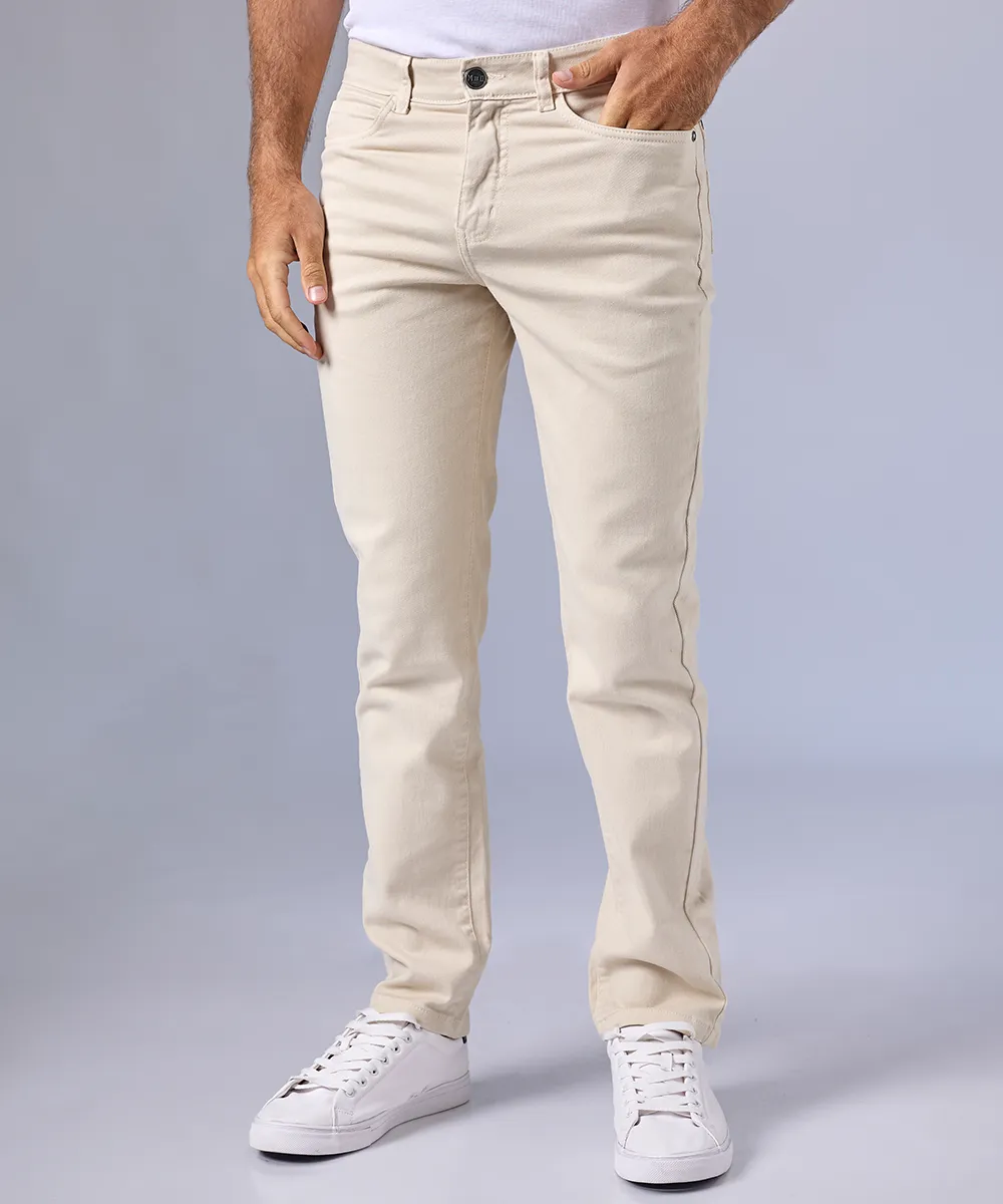 PANTALÓN DENIM SPANDEX REGULAR FIT HUESO OI24