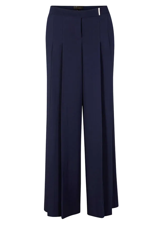 Pantalón ancho con pliegues Azul marino