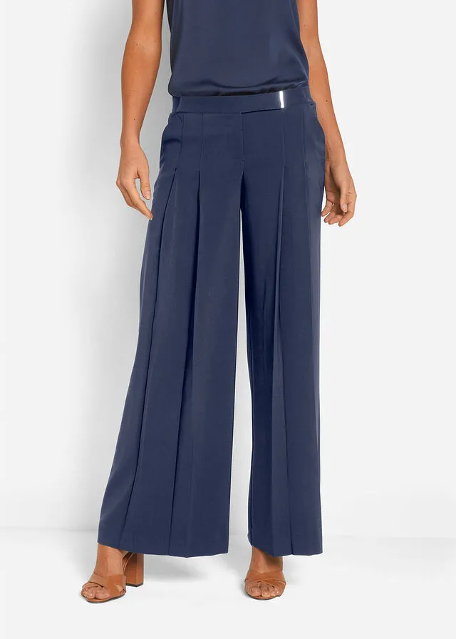 Pantalón ancho con pliegues Azul marino