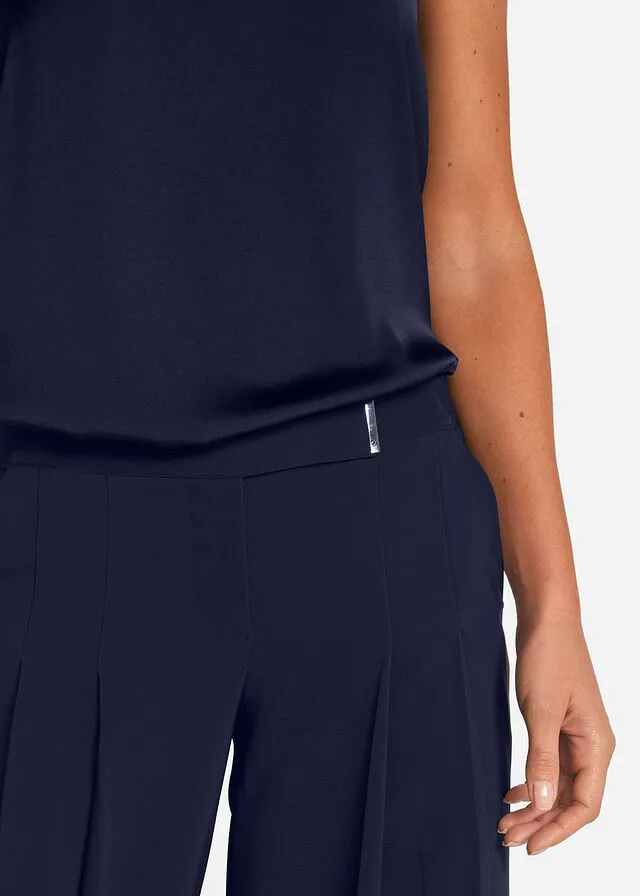 Pantalón ancho con pliegues Azul marino