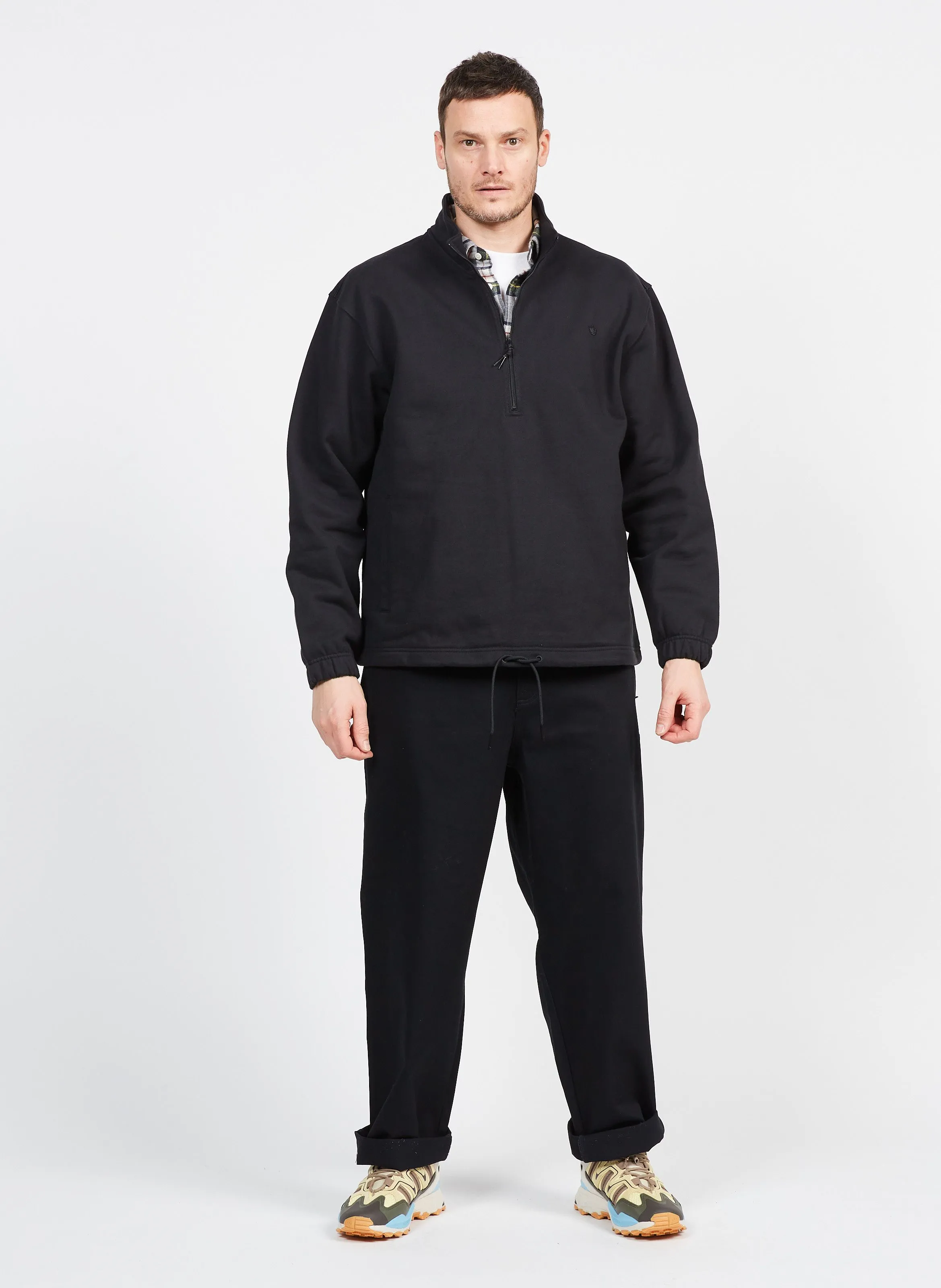 Pantalón ancho de algodón en negro