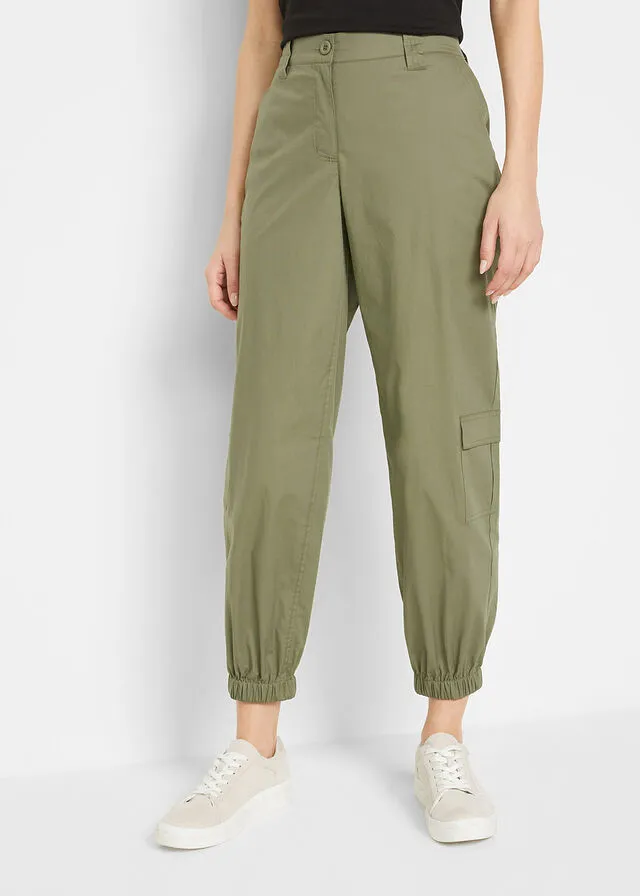 Pantalón cargo estilo papertouch con forma de O Verde oliva