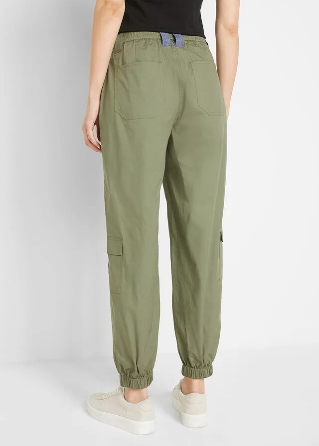 Pantalón cargo estilo papertouch con forma de O Verde oliva