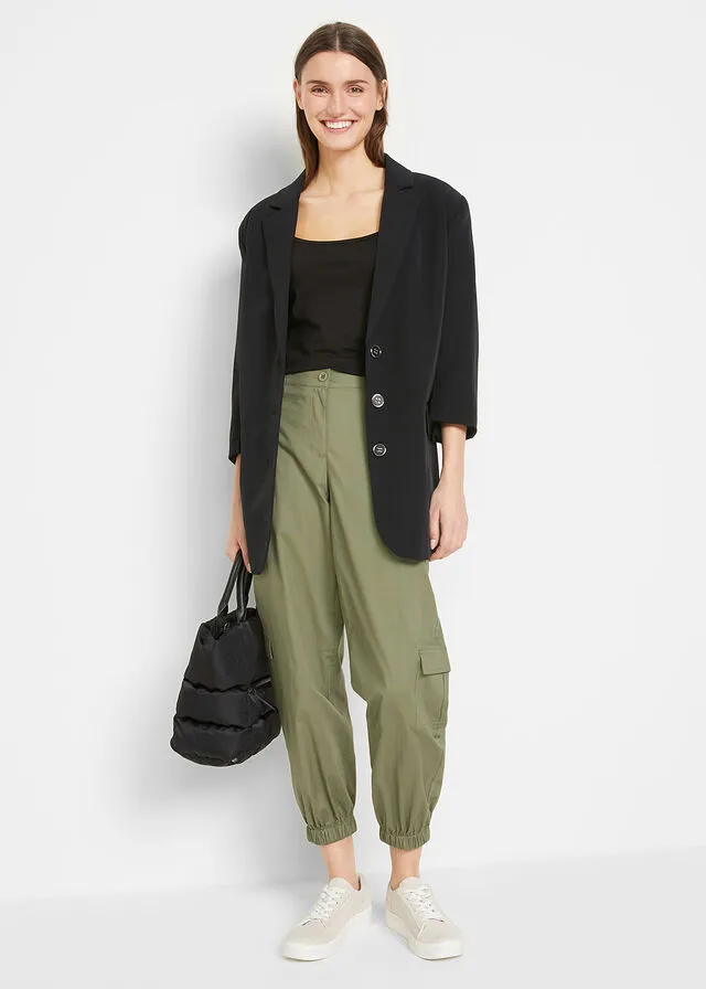 Pantalón cargo estilo papertouch con forma de O Verde oliva