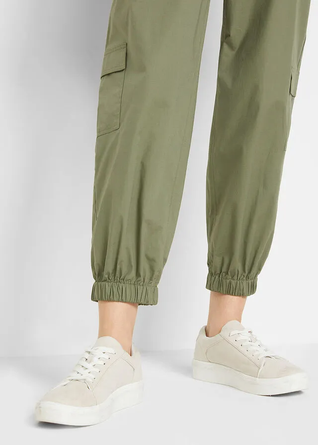 Pantalón cargo estilo papertouch con forma de O Verde oliva