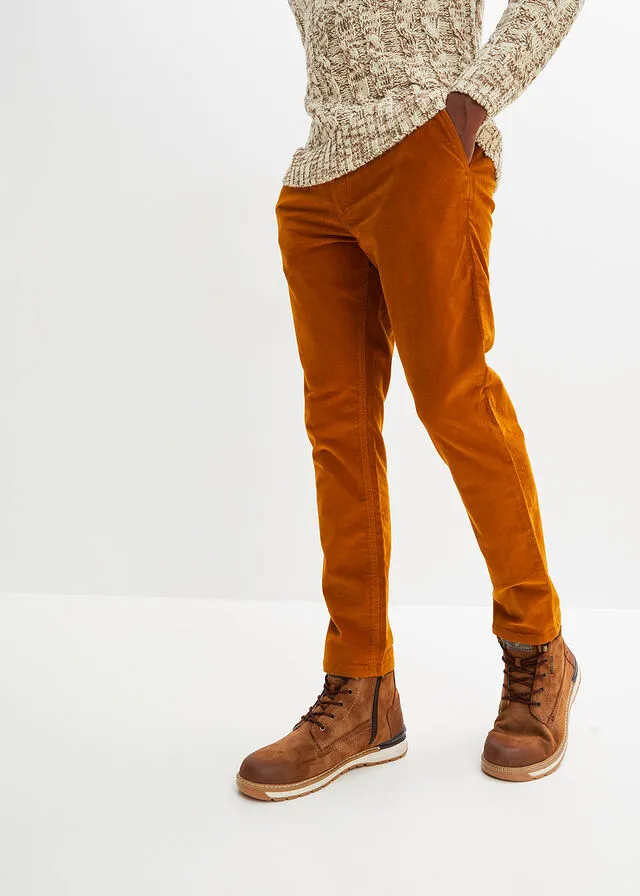 Pantalón con cinturilla elástica marrón canela