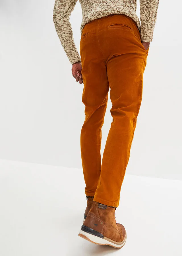 Pantalón con cinturilla elástica marrón canela