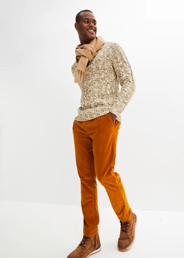 Pantalón con cinturilla elástica marrón canela