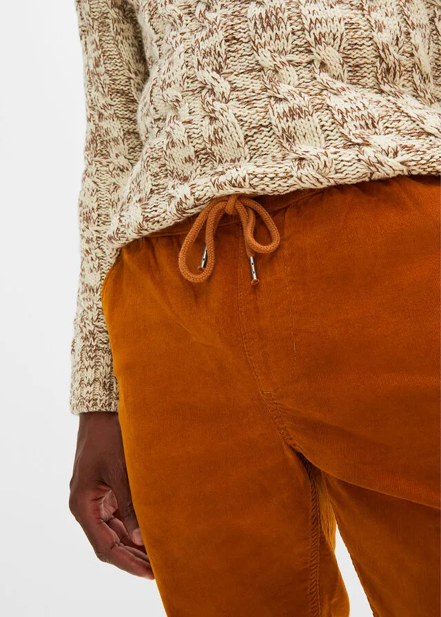 Pantalón con cinturilla elástica marrón canela