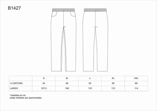 Pantalón con elástico en cintura, sin bragueta y con 2 bolsillos laterales Negro