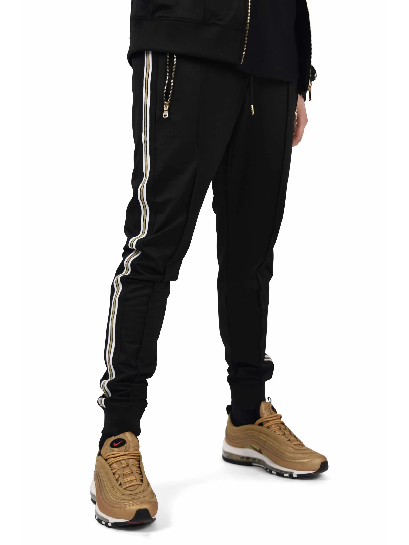 Pantalón de chándal con raya dorada