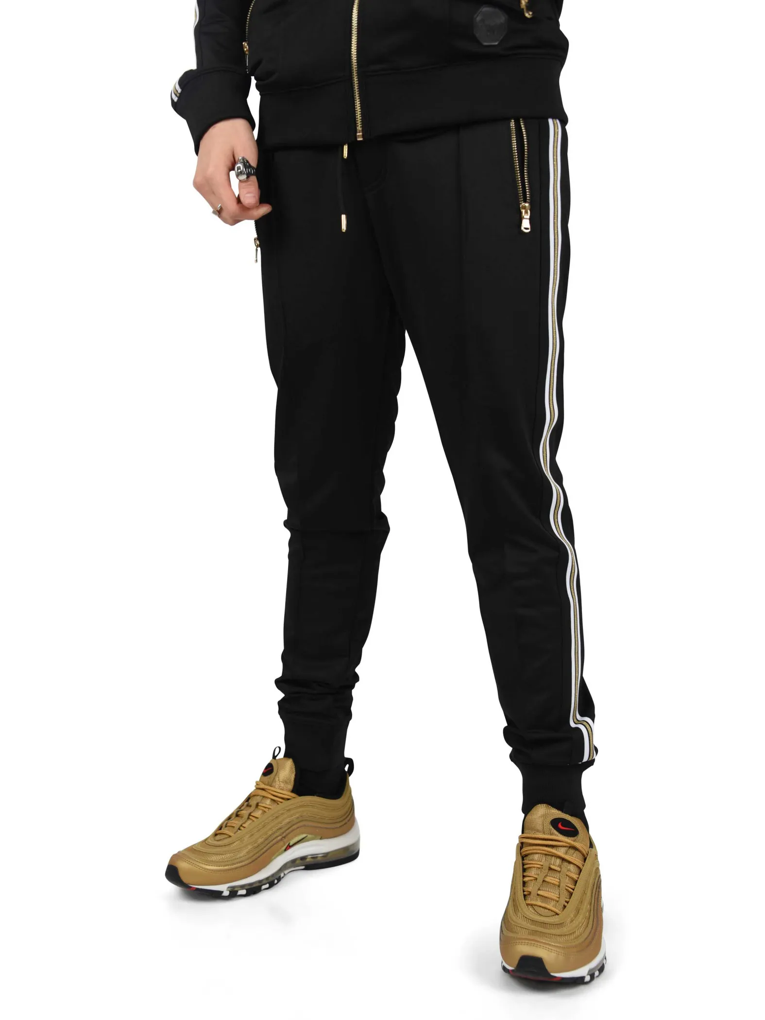 Pantalón de chándal con raya dorada