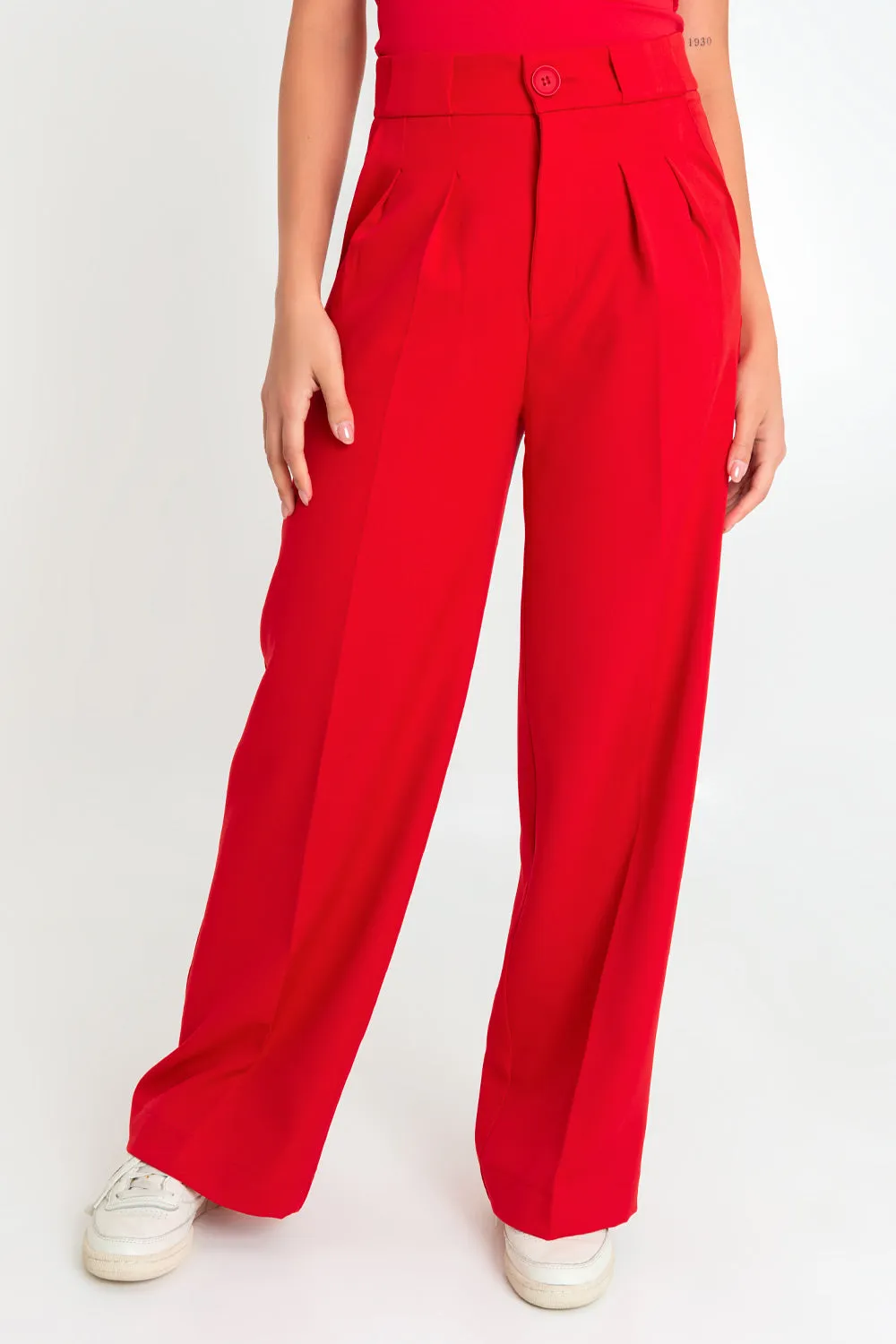 Pantalón de fit wide leg tiro bajo con raya
