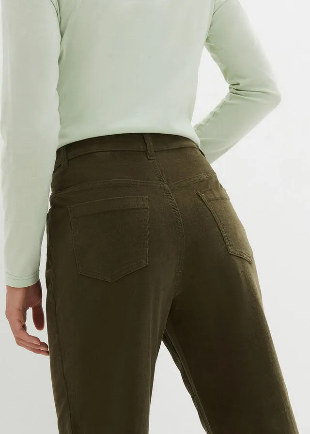 Pantalón de pana con corte barrel Verde oliva oscuro