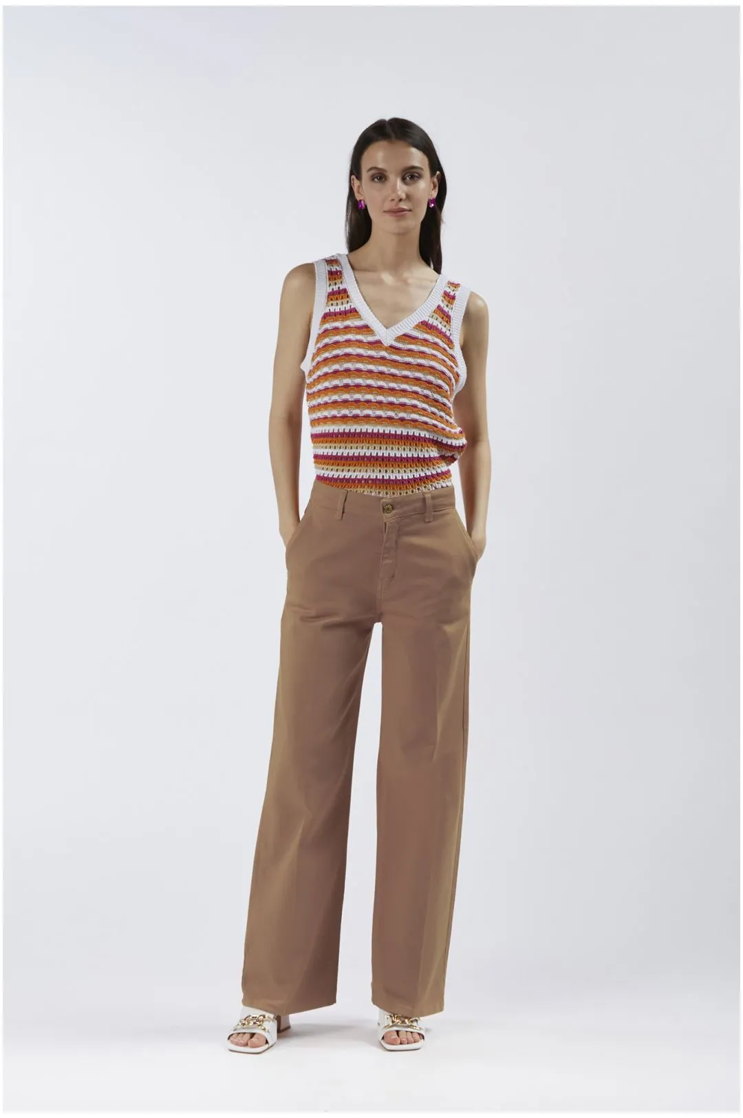 pantalón de pernera ancha de tela bull denim ginger