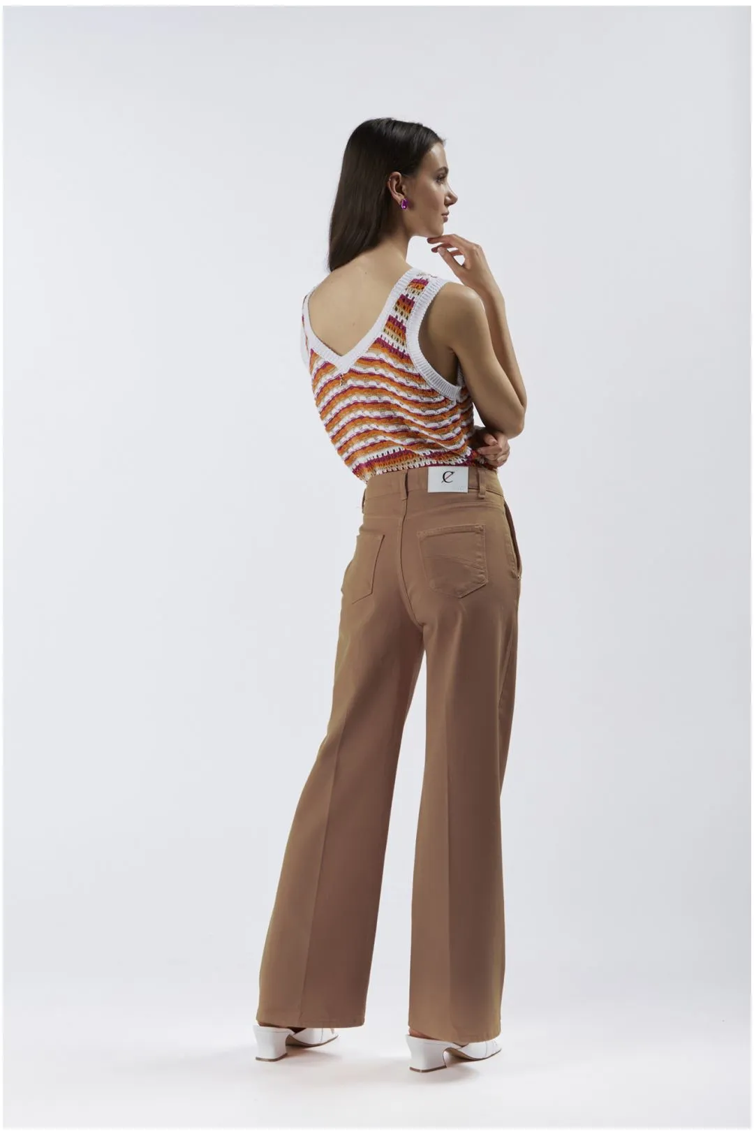 pantalón de pernera ancha de tela bull denim ginger