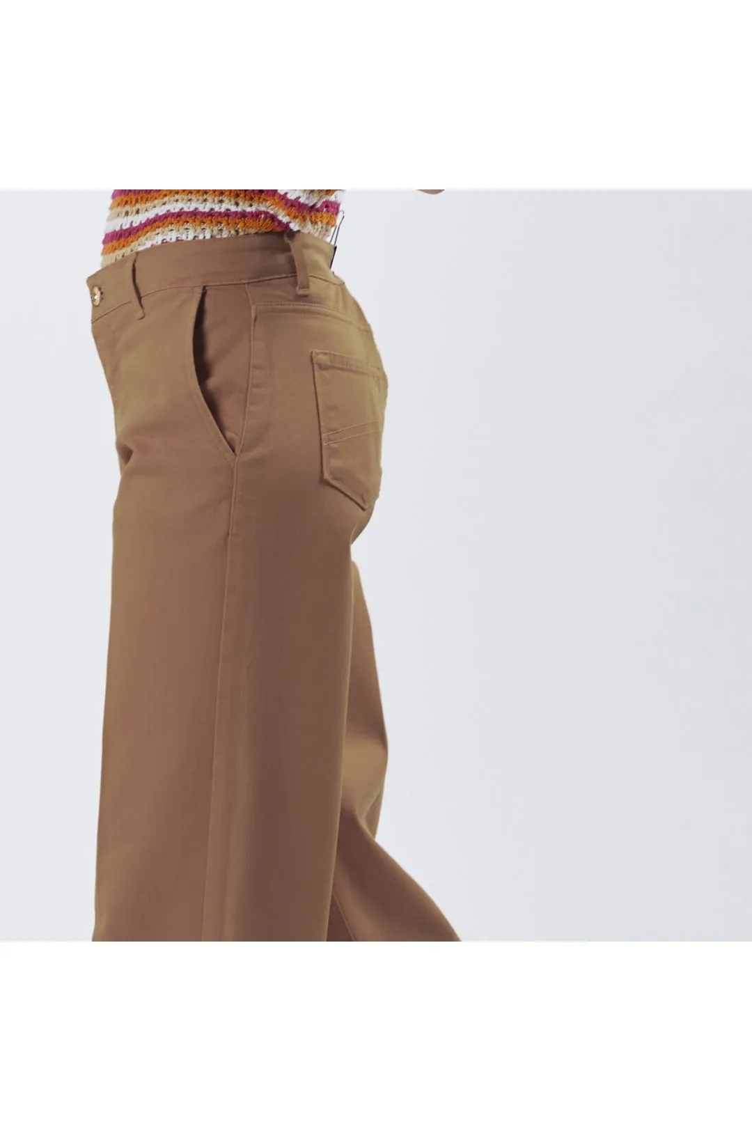 pantalón de pernera ancha de tela bull denim ginger