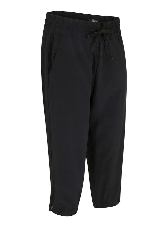 Pantalón funcional de largo capri y secado rápido Negro
