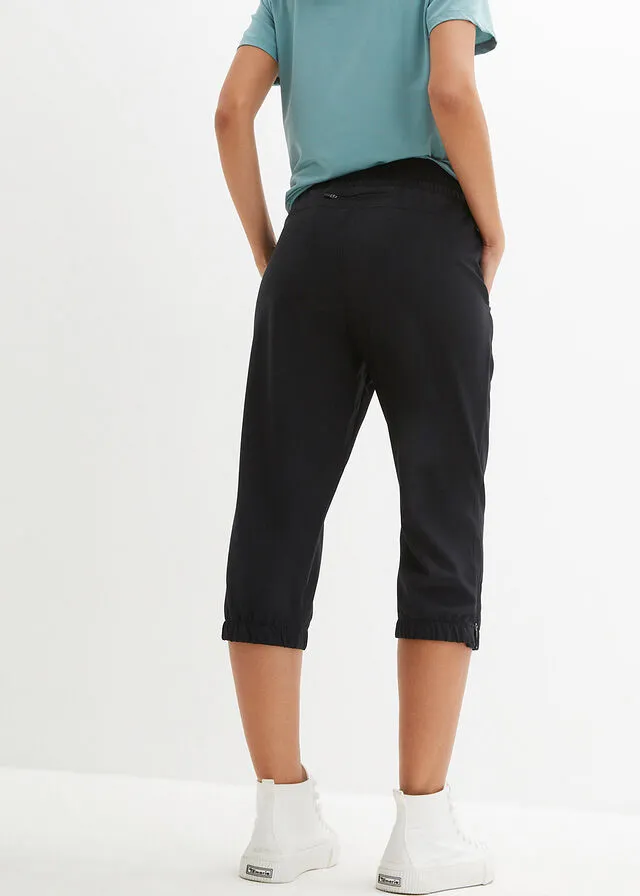 Pantalón funcional de largo capri y secado rápido Negro