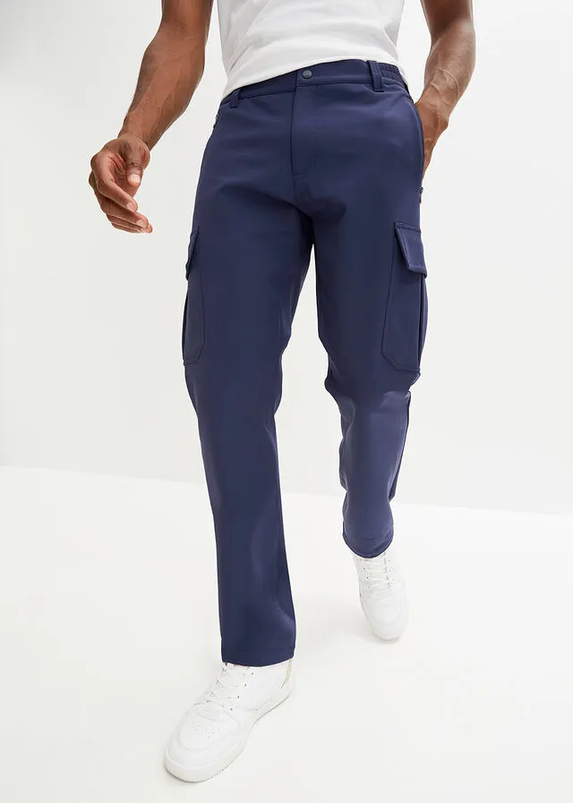 Pantalón funcional regular fit con cinturilla cómoda, elástico en 4 direcciones Azul marino