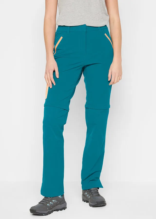 Pantalón funcional Softshell con pernera desmontable, corte recto, repelente al agua turquesa