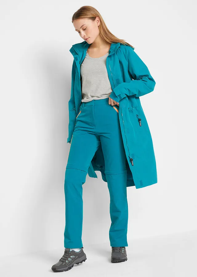 Pantalón funcional Softshell con pernera desmontable, corte recto, repelente al agua turquesa