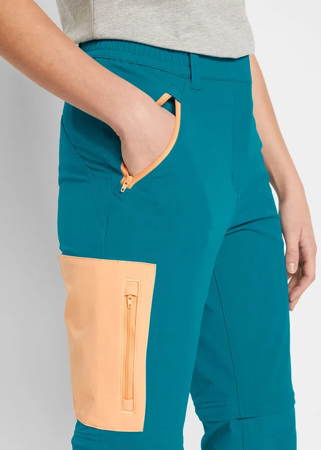 Pantalón funcional Softshell con pernera desmontable, corte recto, repelente al agua turquesa