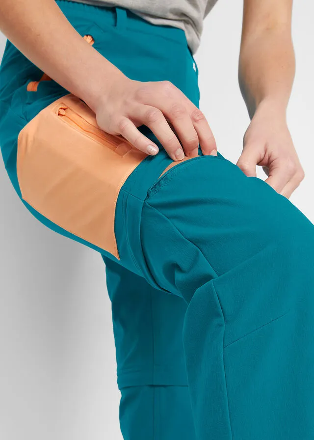 Pantalón funcional Softshell con pernera desmontable, corte recto, repelente al agua turquesa