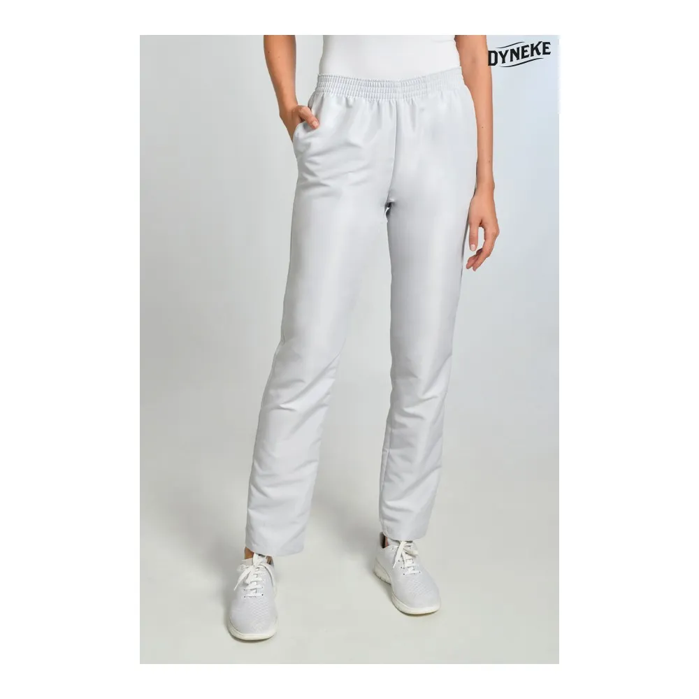 Pantalón microfibra gris perla con bolsillos