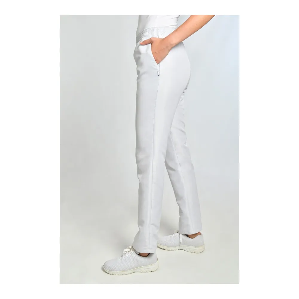 Pantalón microfibra gris perla con bolsillos