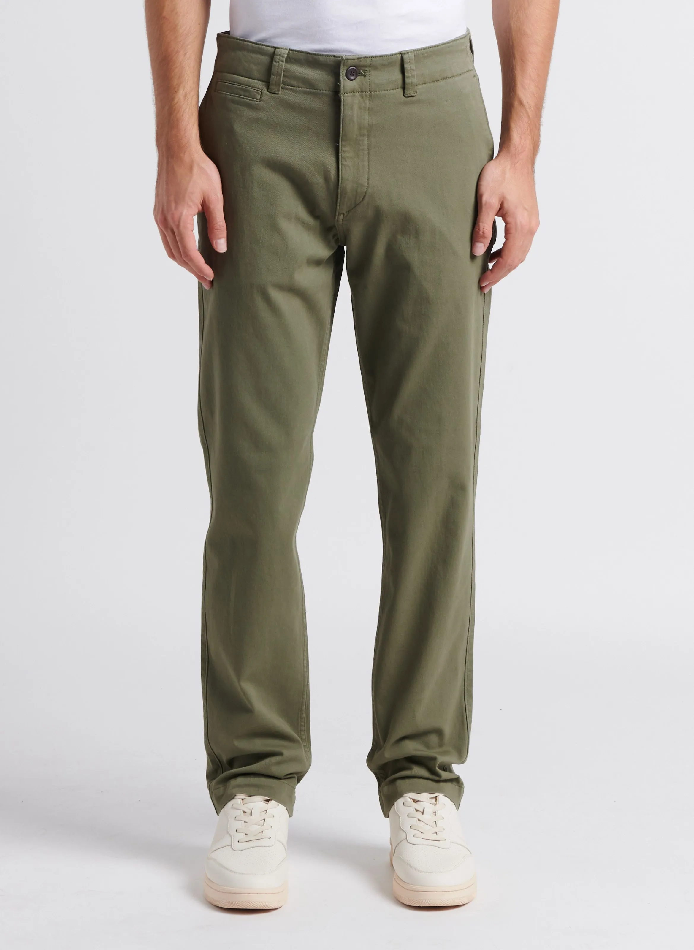 Pantalón slim de mezcla de algodón en caqui