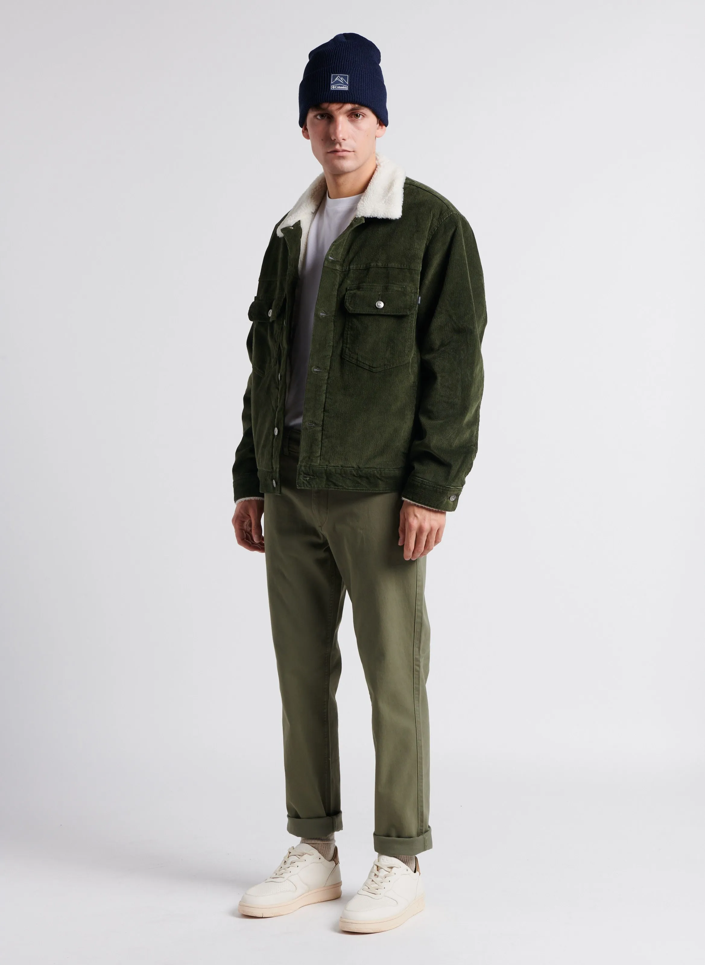 Pantalón slim de mezcla de algodón en caqui