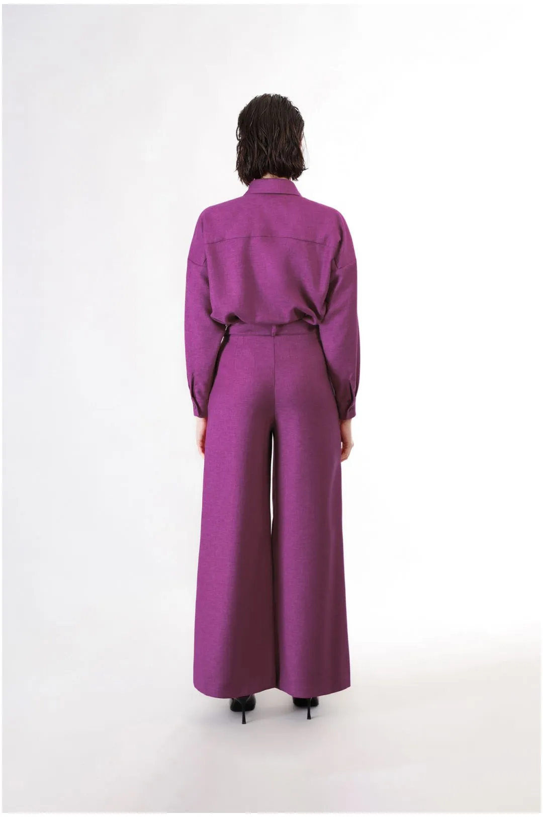 pantalón súper ancho con fajín hot pink