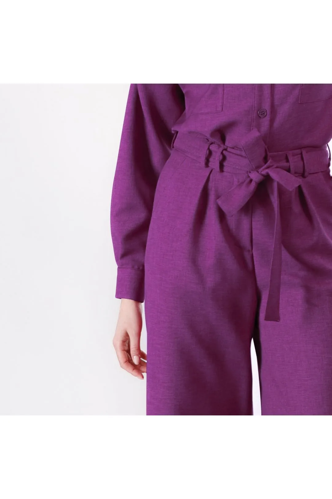 pantalón súper ancho con fajín hot pink