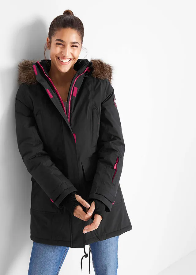 Parka funcional guateada para exteriores Negro